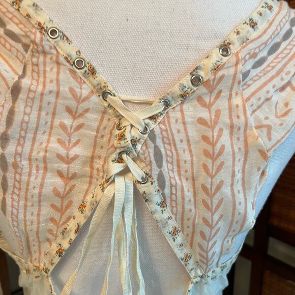 New Free People Sleeveless Boho Festival Top Beaded Size Large - Picture 6 of 11